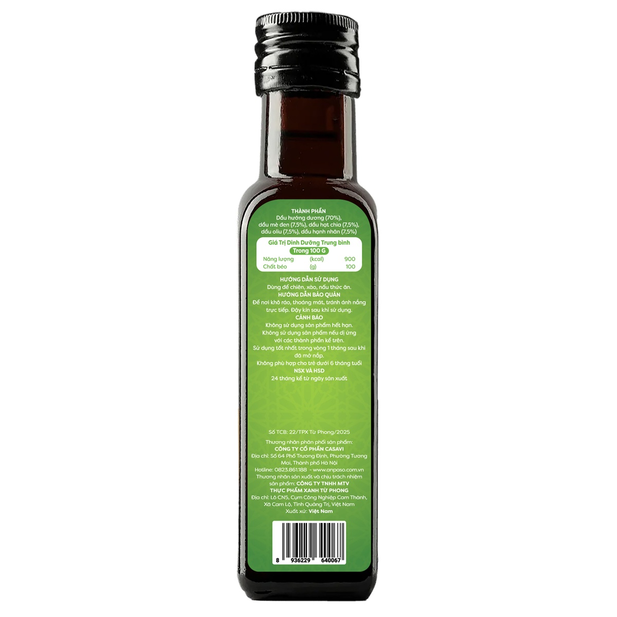 Dầu chiên xào cho bé Mix hạt 100ml - mặt trái
