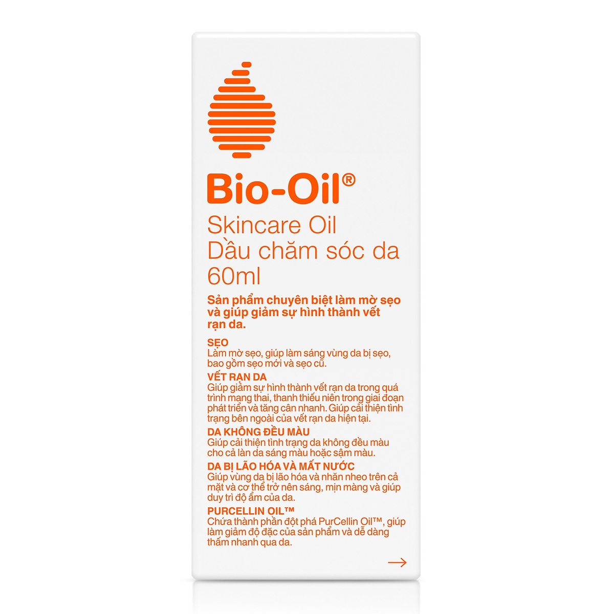 Dầu dưỡng ẩm chăm sóc da Bio-Oil Skincare Oil 60ml - mặt sau