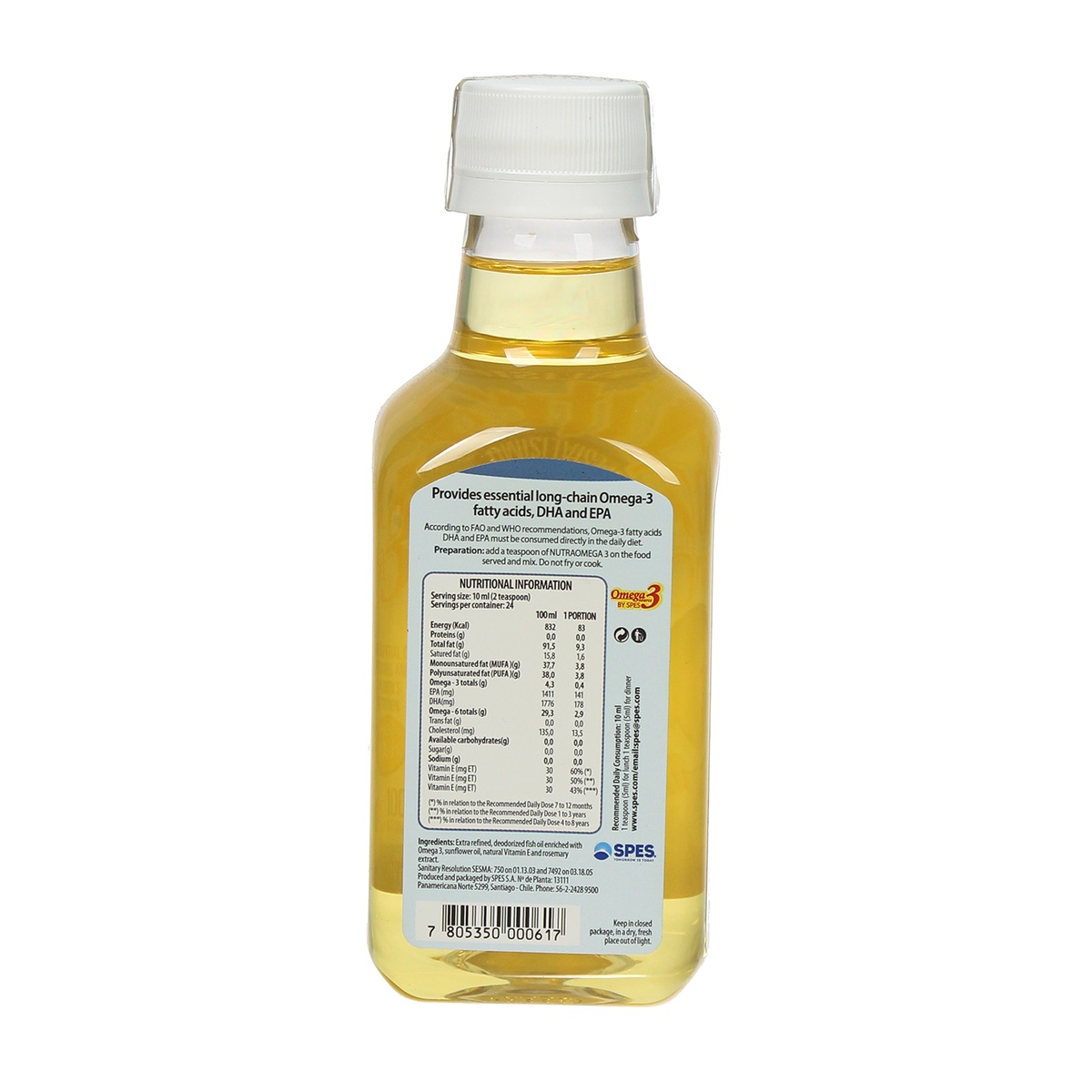 Dầu dinh dưỡng cá hồi Omega 3 240ml - mặt sau