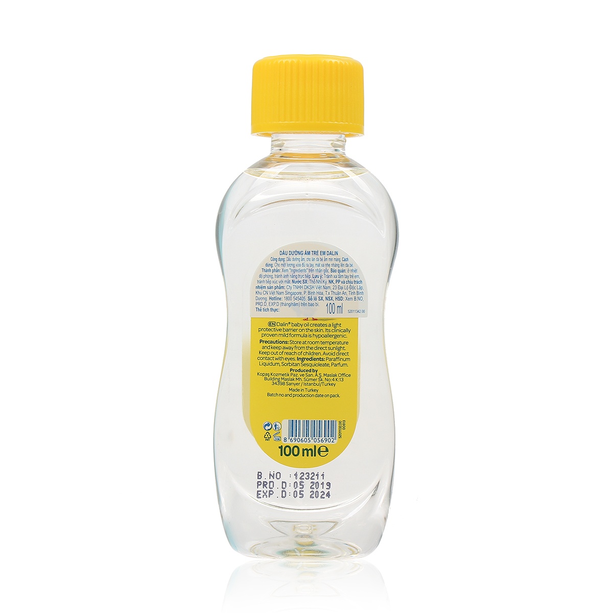 Dầu dưỡng ẩm toàn thân trẻ em Dalin 100ml - mặt phải