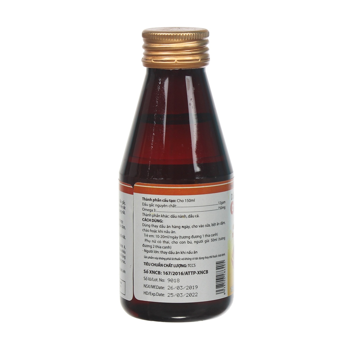 Dầu gấc IQ 150ml - mặt phải