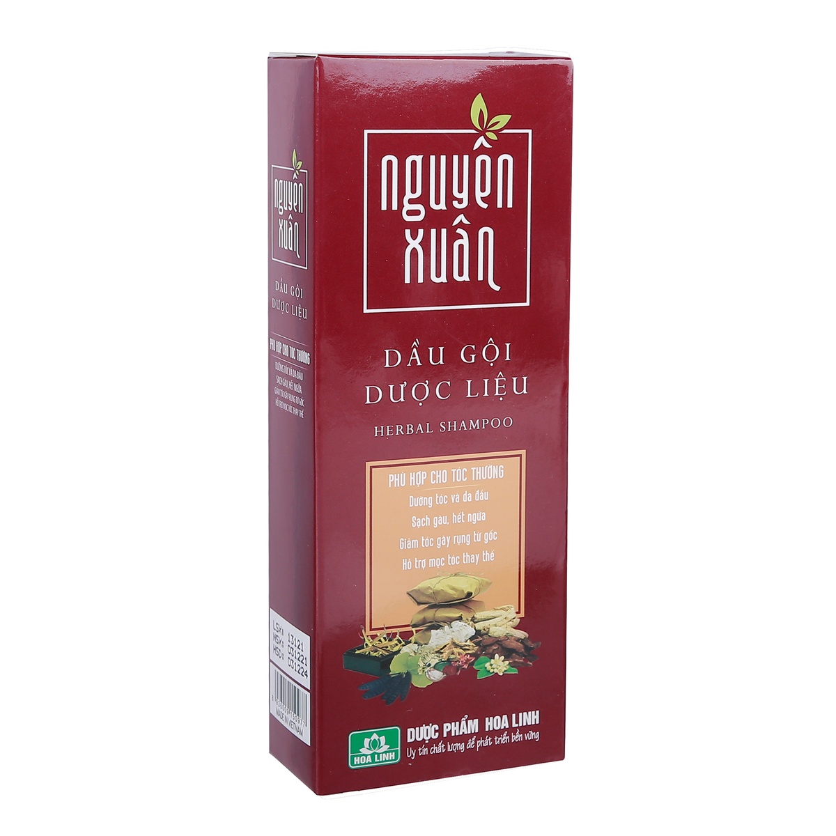 Dầu gội dược liệu Nguyên Xuân màu đỏ 200ml - mặt trái