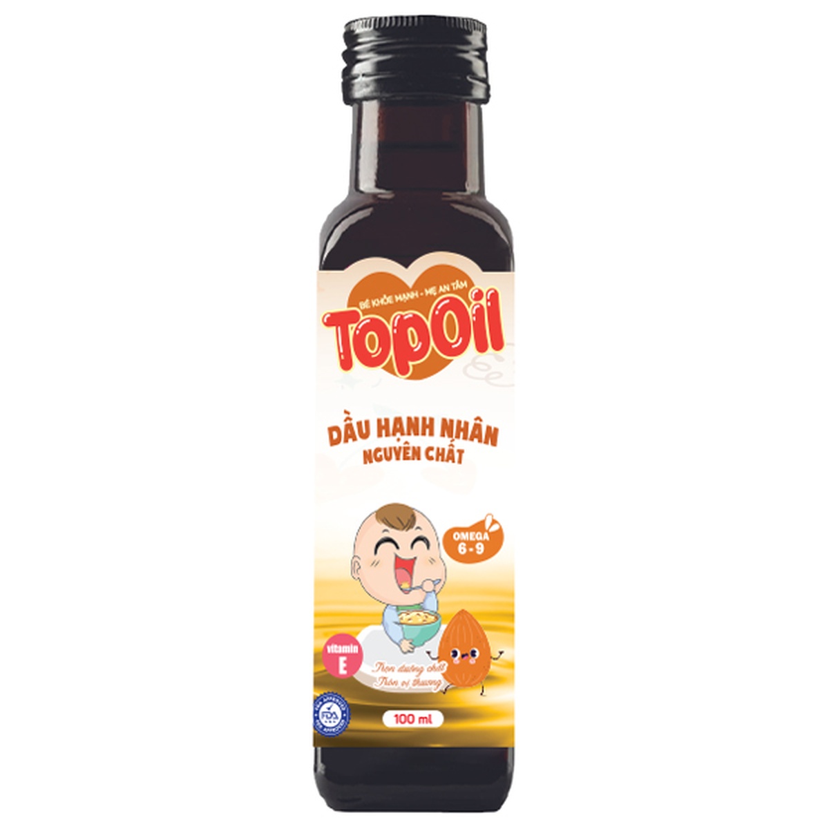 Dầu hạnh nhân nguyên chất Toppoil 100ml
