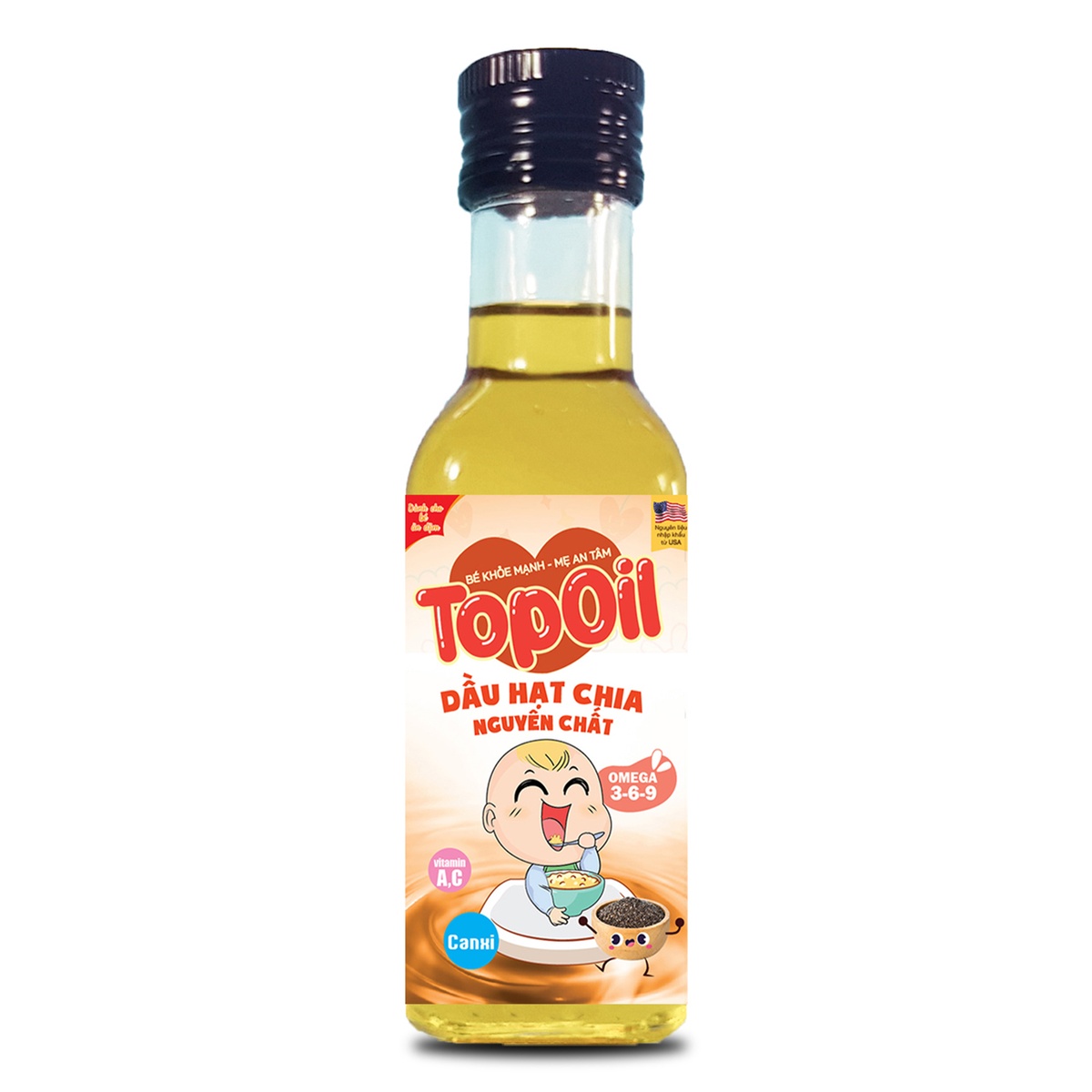 Dầu hạt chia nguyên chất Topoil 100ml - mặt trái