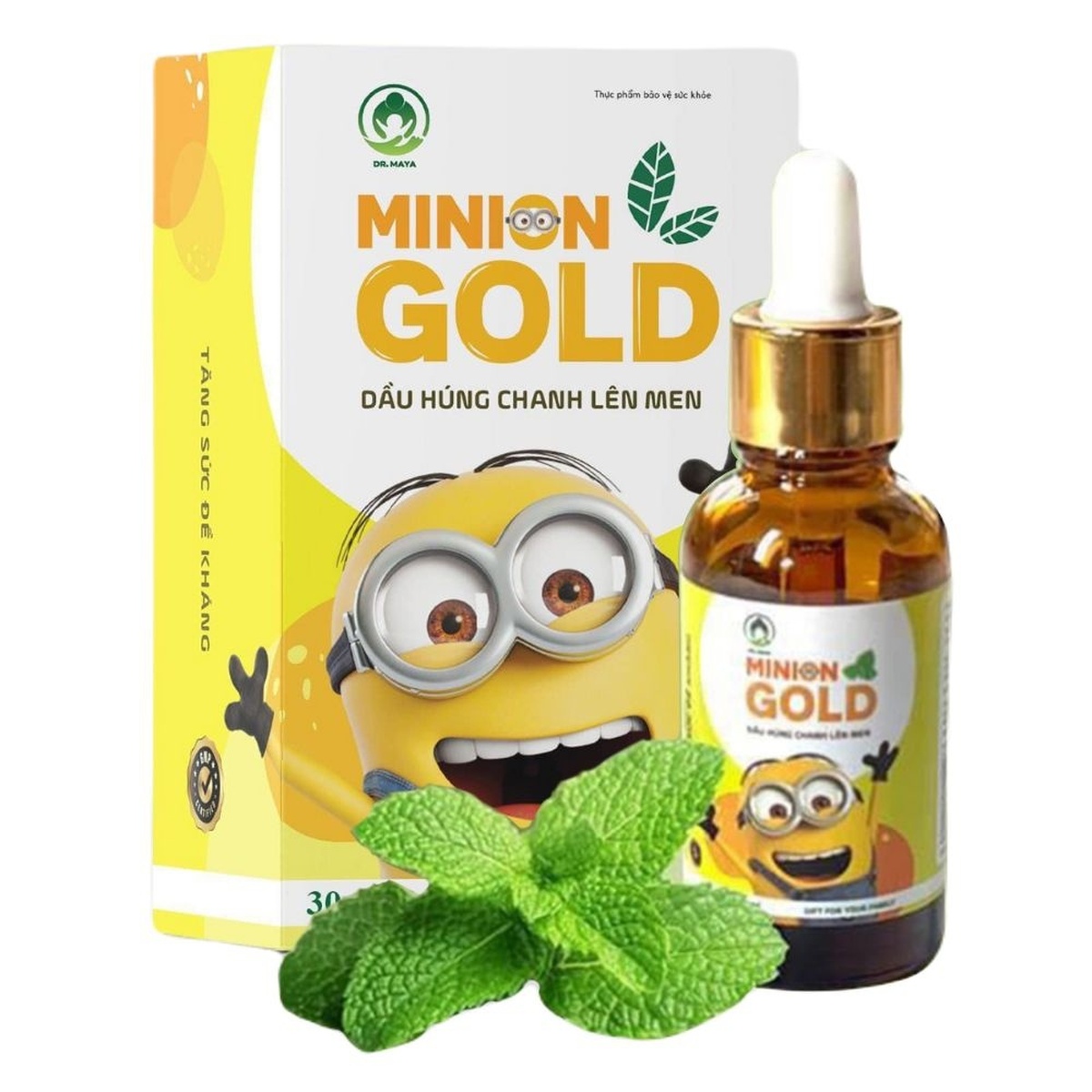 Dầu húng chanh Mininon Gold 30ml - mặt trái