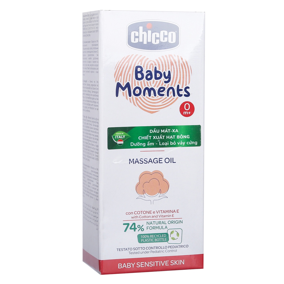 Dầu mát xa Chicco chiết xuất Hạt bông 0M+ 200ml - mặt phải