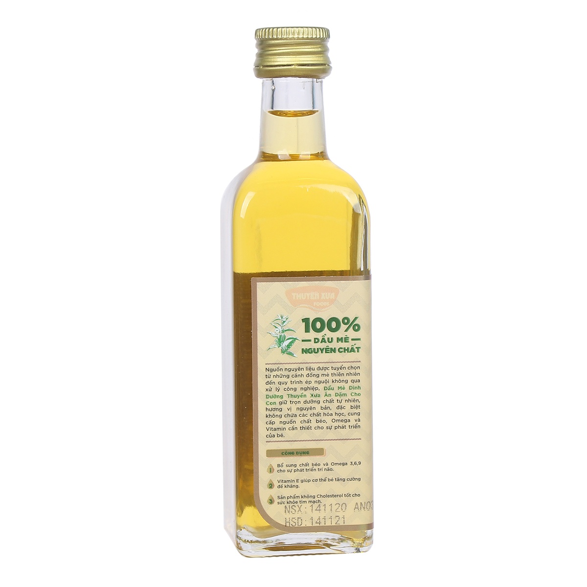 Dầu mè nguyên chất dinh dưỡng cho bé ăn dặm Thuyền Xưa 65ml - mặt phải
