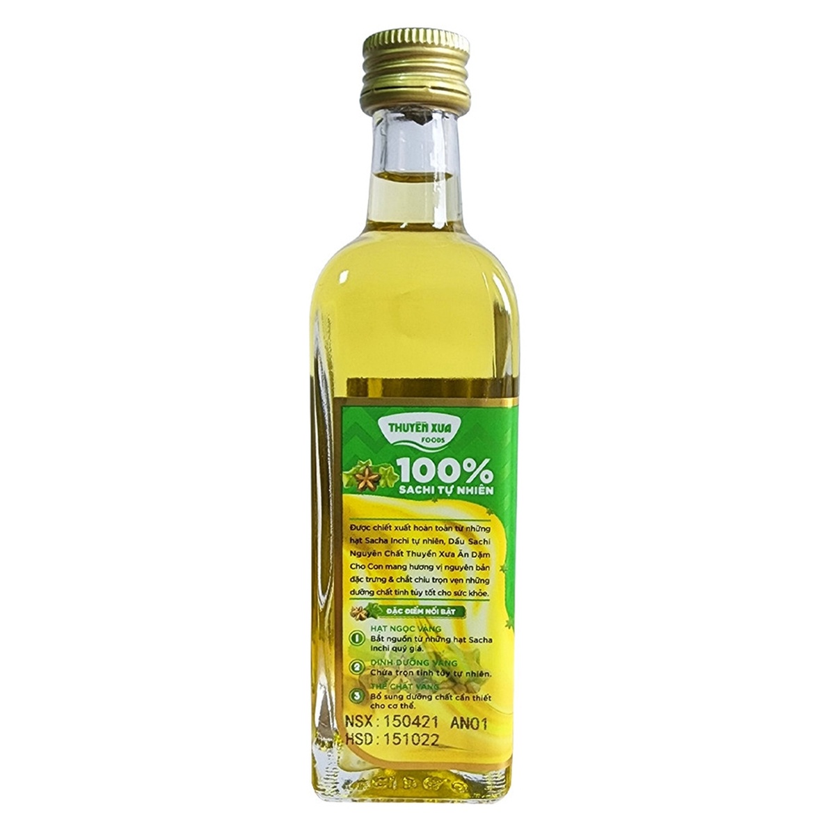 Dầu Sachi Thuyền Xưa nguyên chất 65ml cho bé trên 6 tháng tuổi - mặt trái