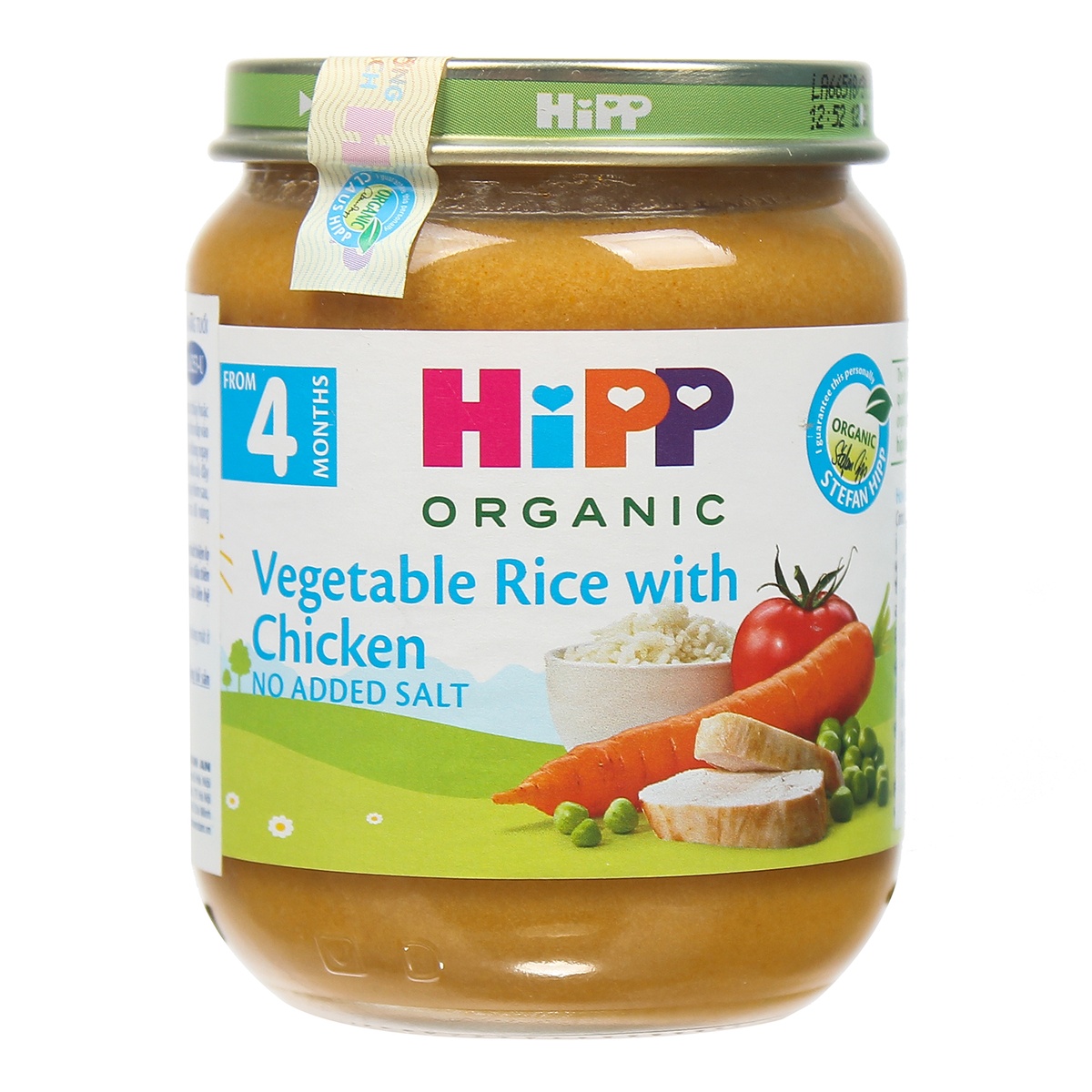 Dinh dưỡng đóng lọ Hipp vị thịt gà, cơm nhuyễn, rau tổng hợp (125g) 6253 - mặt trái
