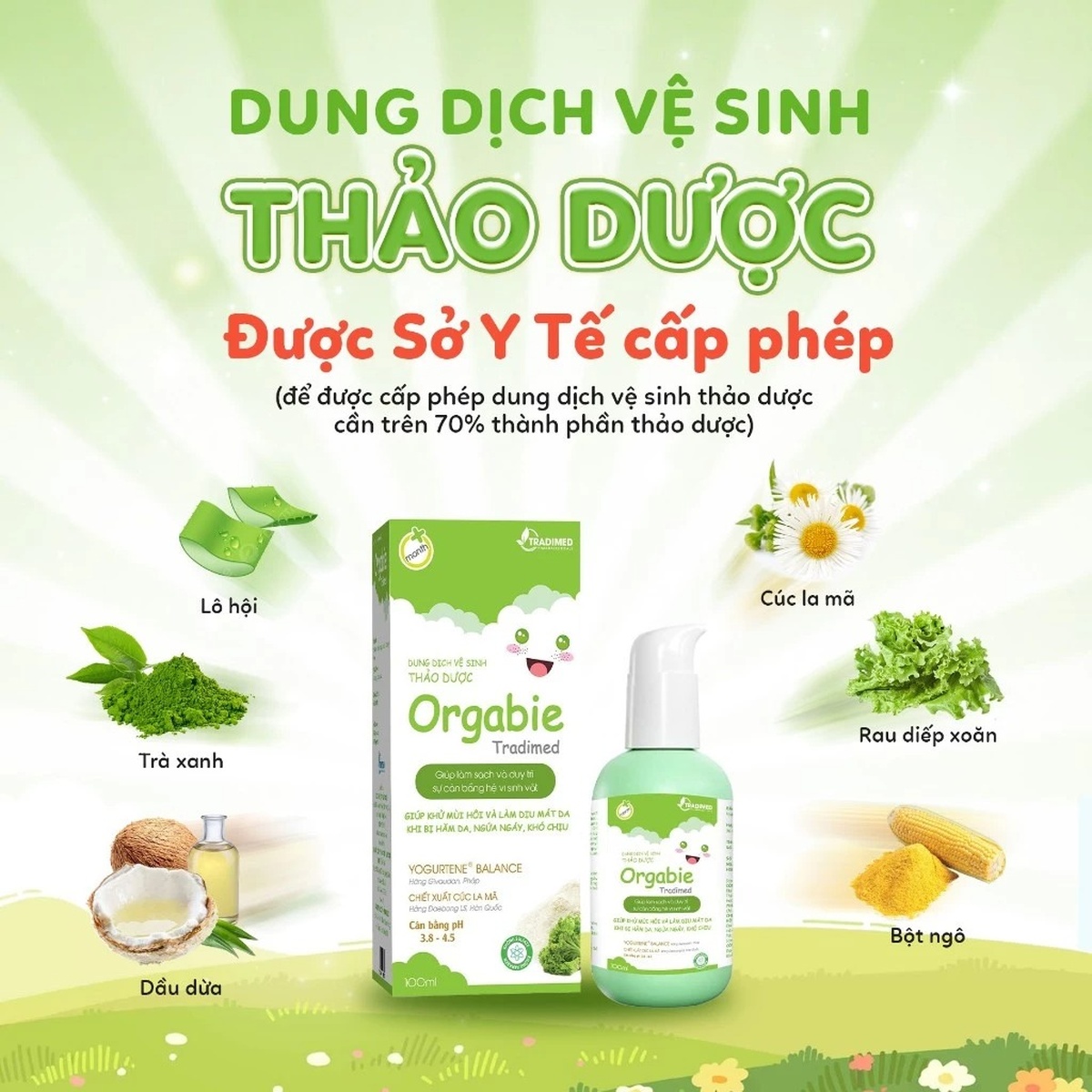 Dung dịch vệ sinh thảo dược cho bé gái Orgabie 100ml (0m+) - mặt trái