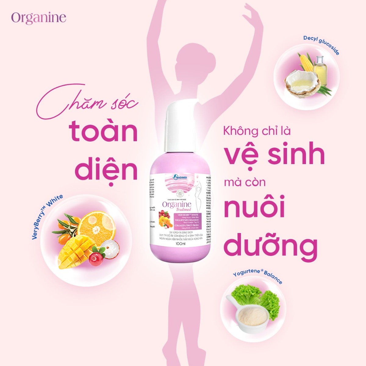 Dung dịch vệ sinh thảo dược cho mẹ Organine 100ml - mặt trái