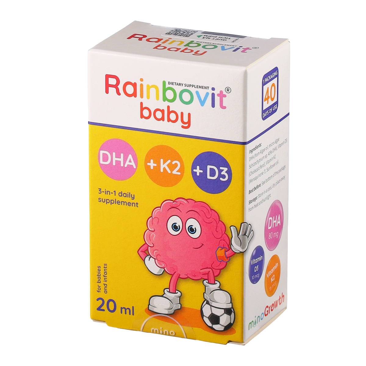 Thực phẩm bảo vệ sức khỏe Rainbovit Baby DHA+K2+D3 20ml - mặt trái