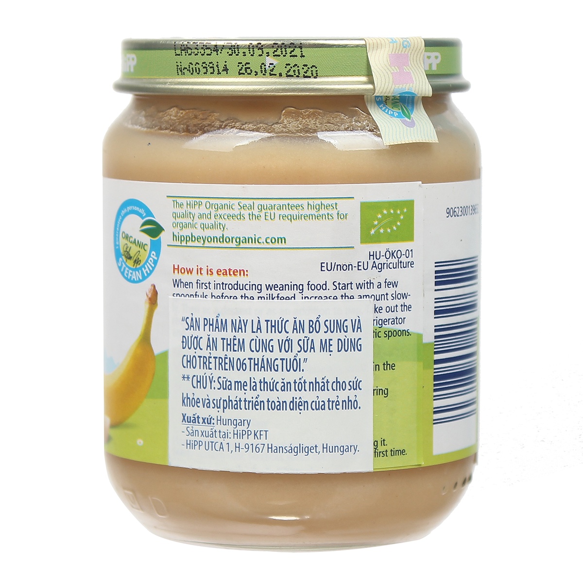 Dinh dưỡng đóng lọ Hipp chuối ăn dặm 4232 (125g) - góc nghiêng