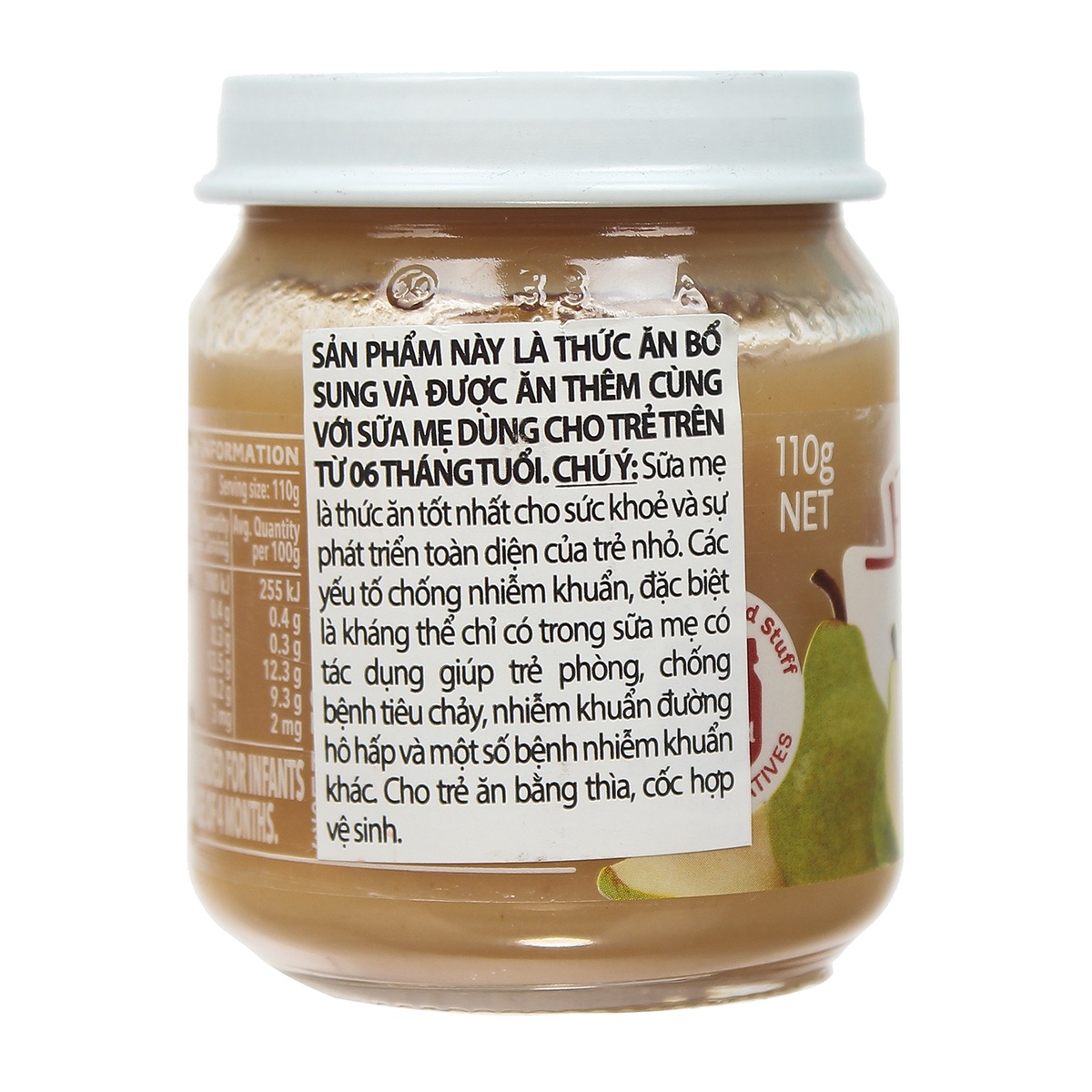 Dinh dưỡng đóng lọ Heinz Custard vị lê nghiền - mặt sau