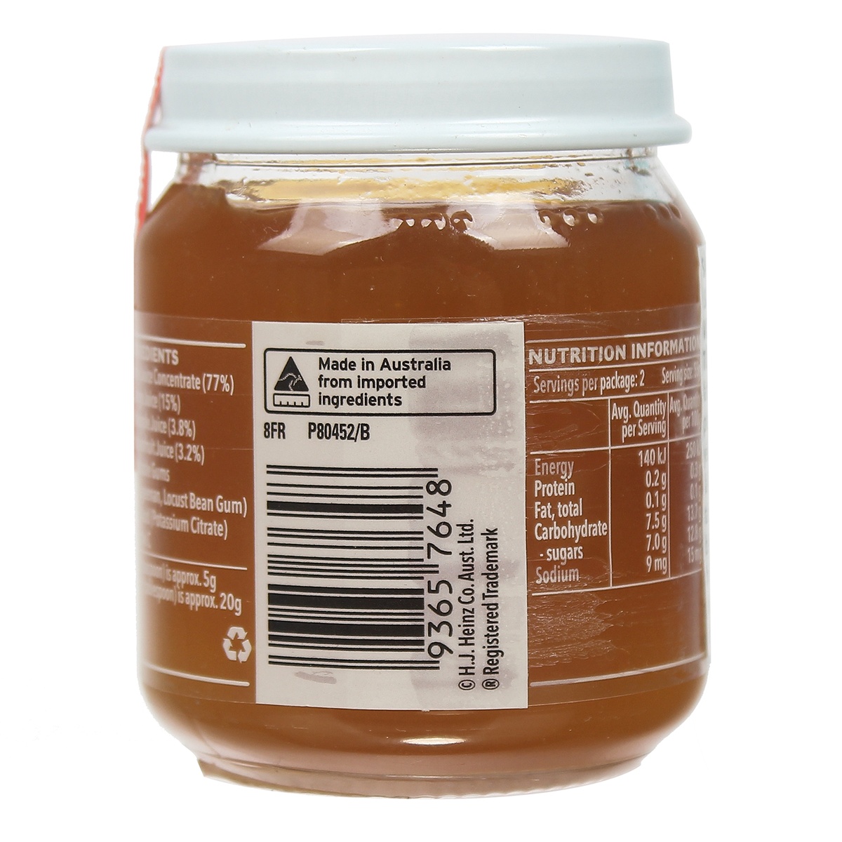 Dinh dưỡng đóng lọ Heinz custard vị trái cây mùa hè 6M+ - mặt phải