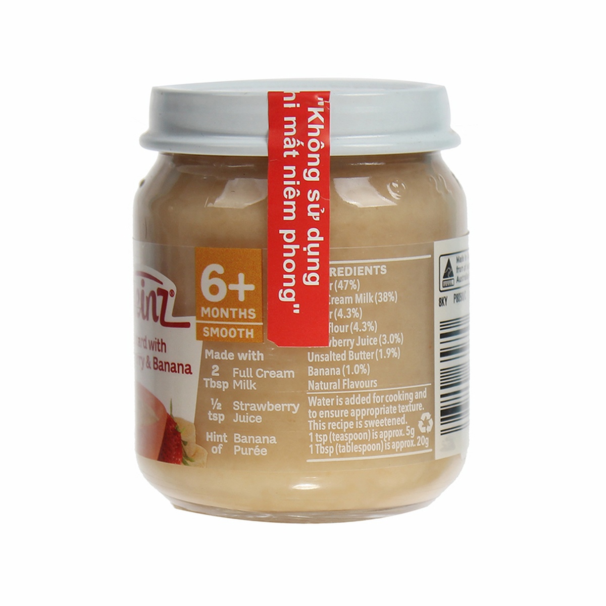 Dinh dưỡng đóng lọ Heinz vị dâu chuối 6570 (110g) - mặt phải