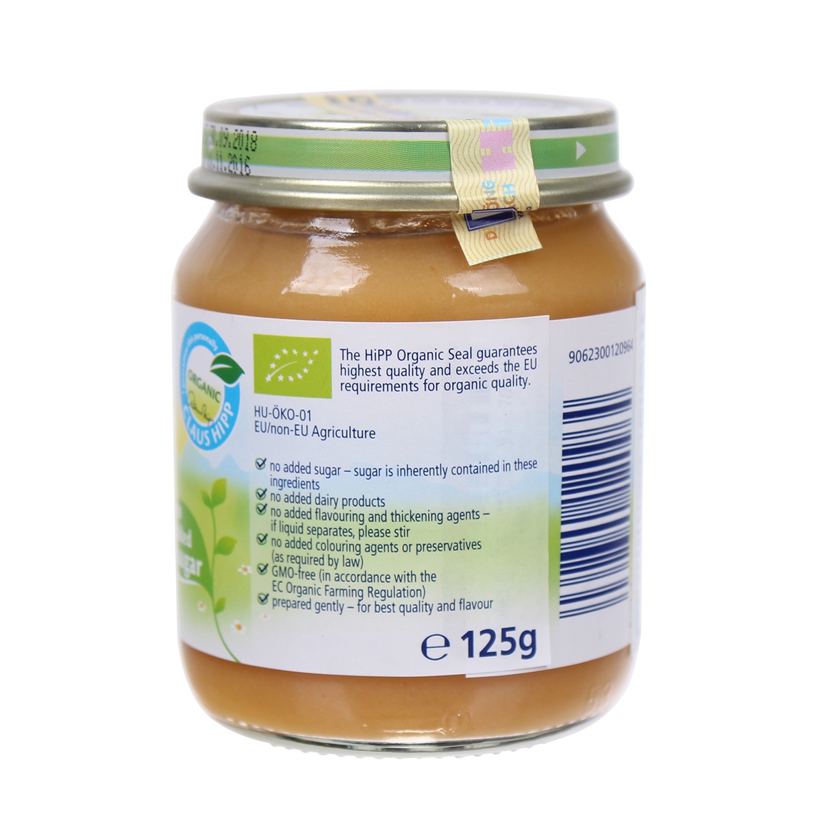 Dinh dưỡng đóng lọ Hipp Chuối mơ 4200 (125g) - mặt phải