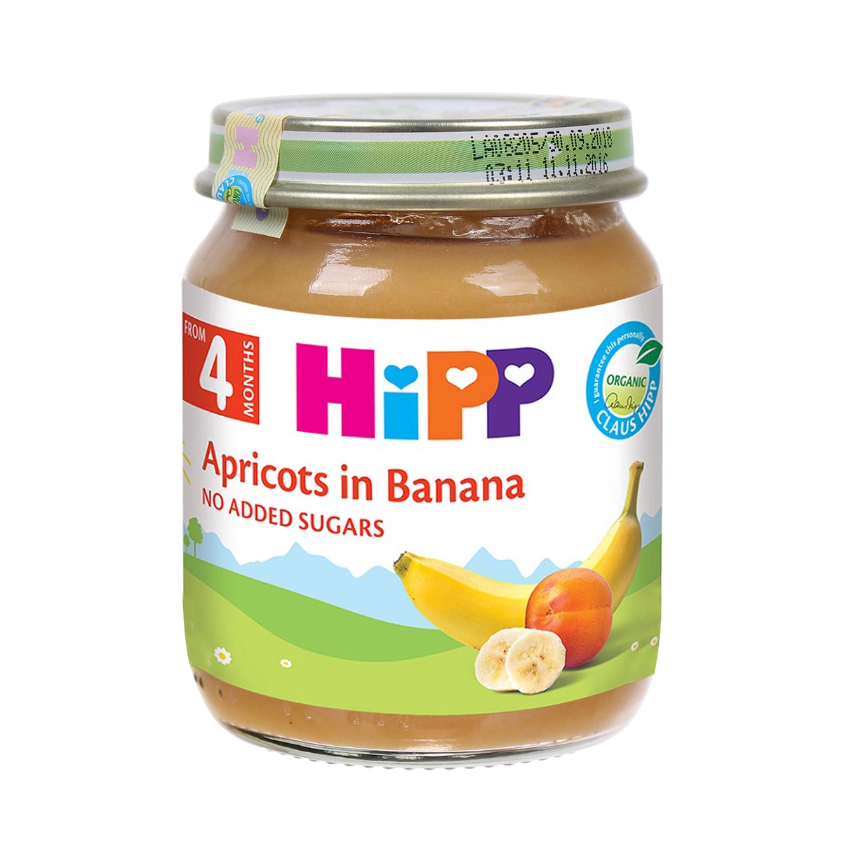 Dinh dưỡng đóng lọ Hipp Chuối mơ 4200 (125g) - mặt trái