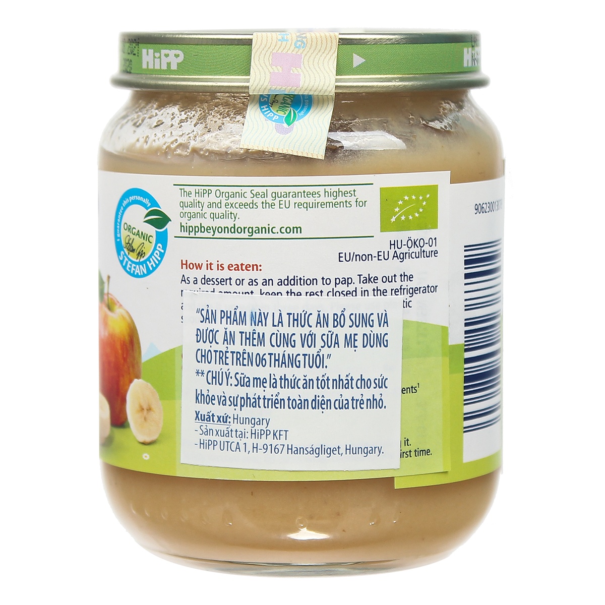 Dinh dưỡng đóng lọ HiPP chuối táo 4210 (125g) - mặt phải