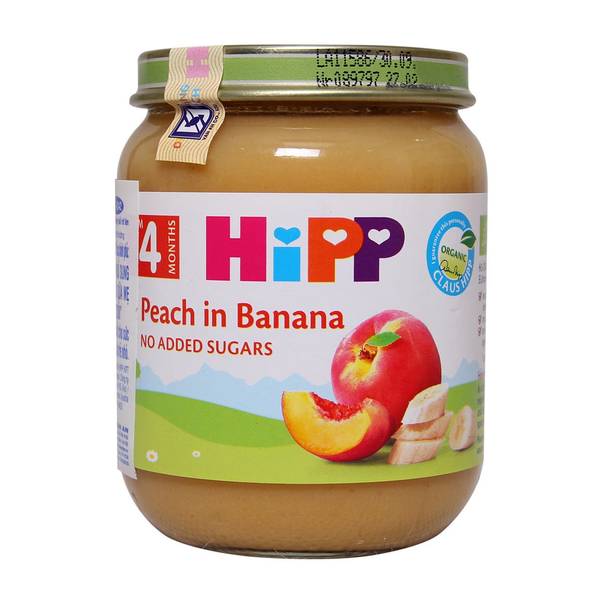Dinh dưỡng đóng lọ Hipp Đào Chuối 4242 (125g) - mặt trái