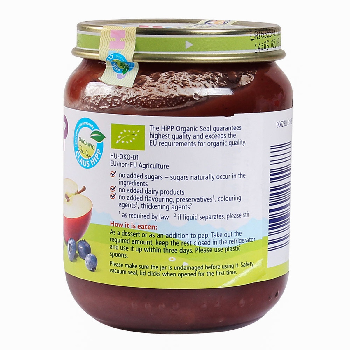 Dinh dưỡng đóng lọ Hipp Dâu tím, Táo tây 4273 (125g) - mặt phải