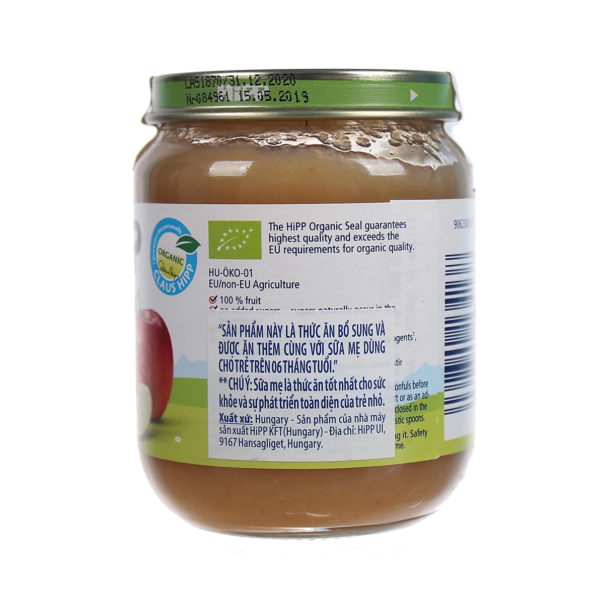 Dinh dưỡng đóng lọ HiPP táo ăn dặm khởi đầu 4233 (125g) - mặt sau