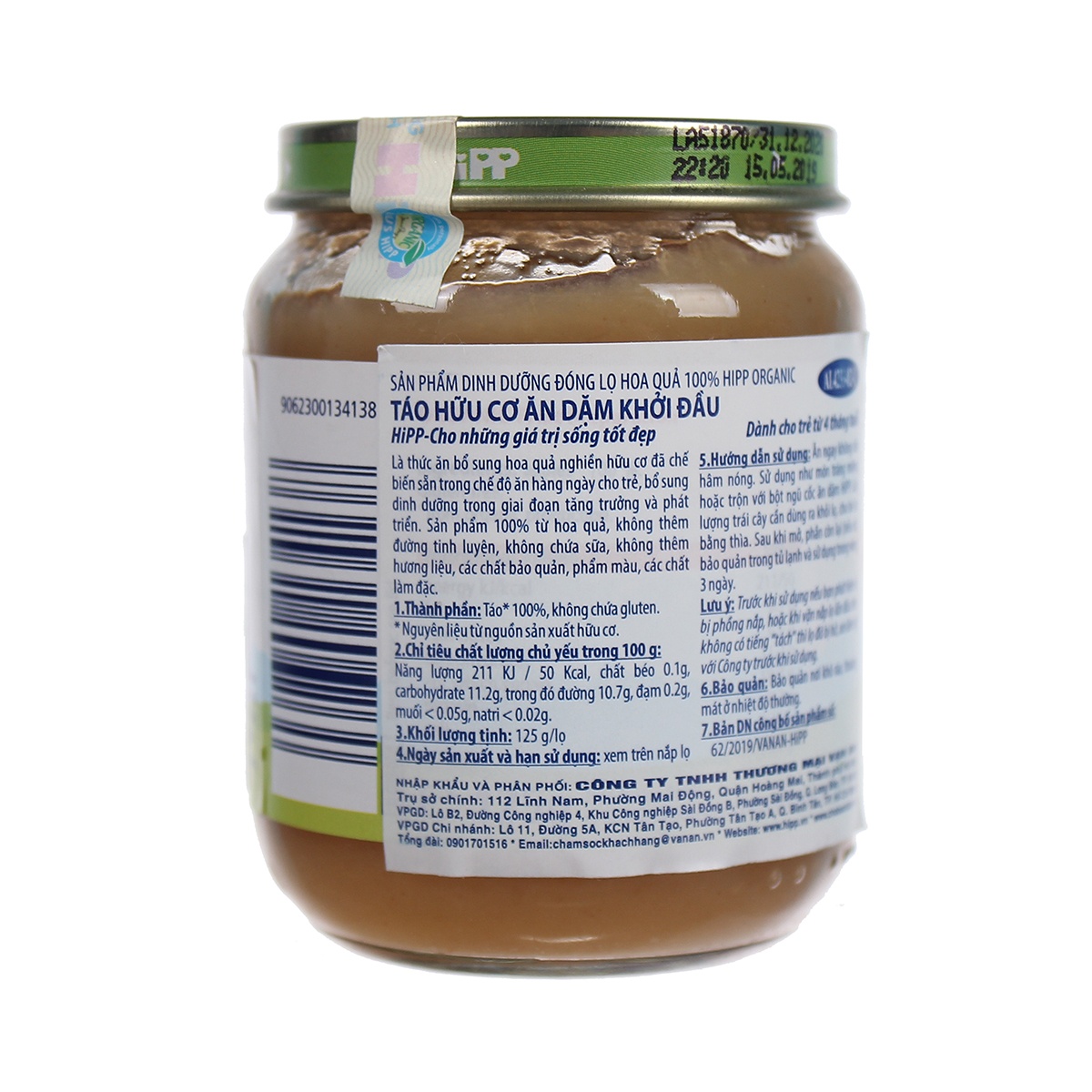 Dinh dưỡng đóng lọ HiPP táo ăn dặm khởi đầu 4233 (125g) - mặt phải