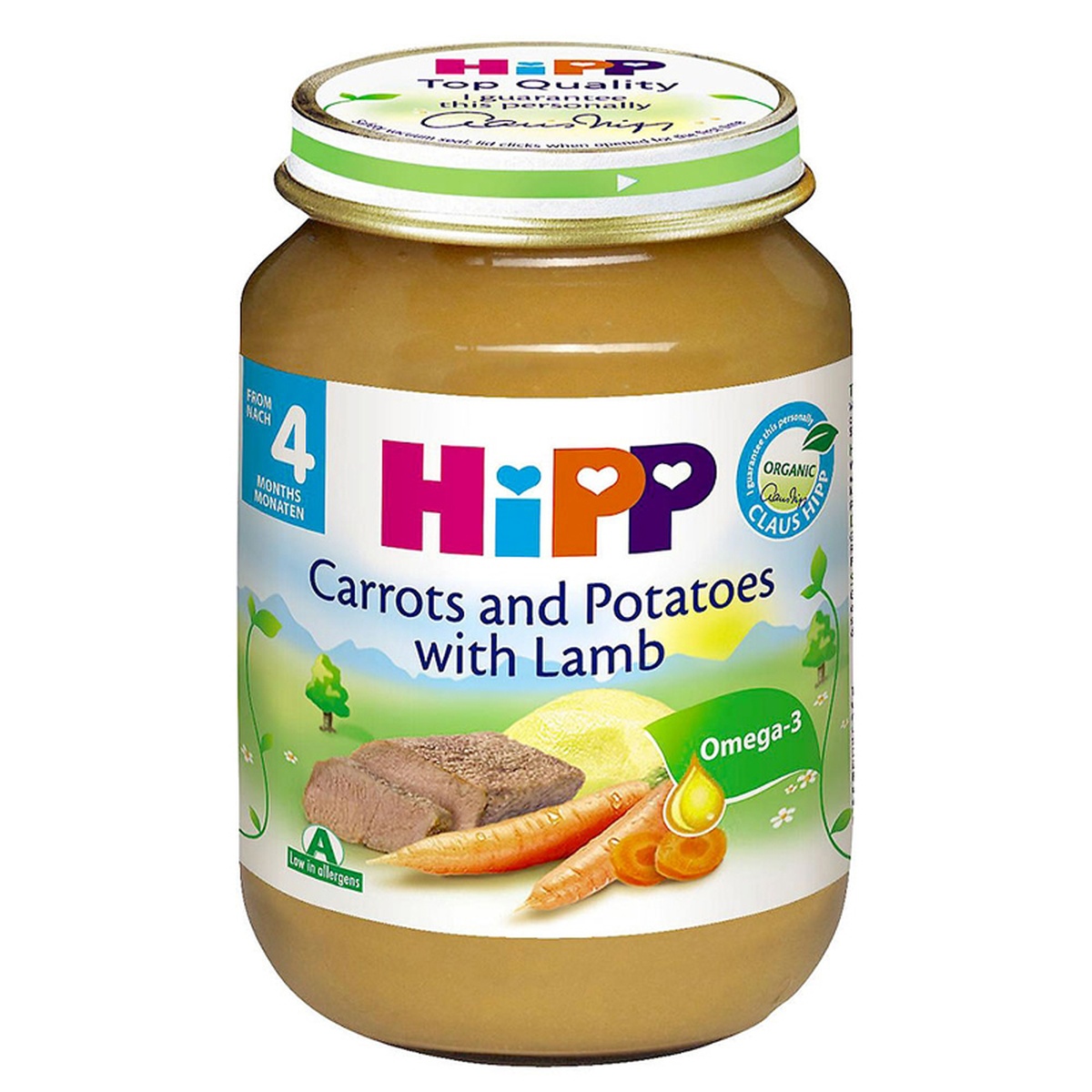 DDĐL Hipp Thịt cừu, Cà rốt, Khoai tây 6123 (190g) - mặt trái