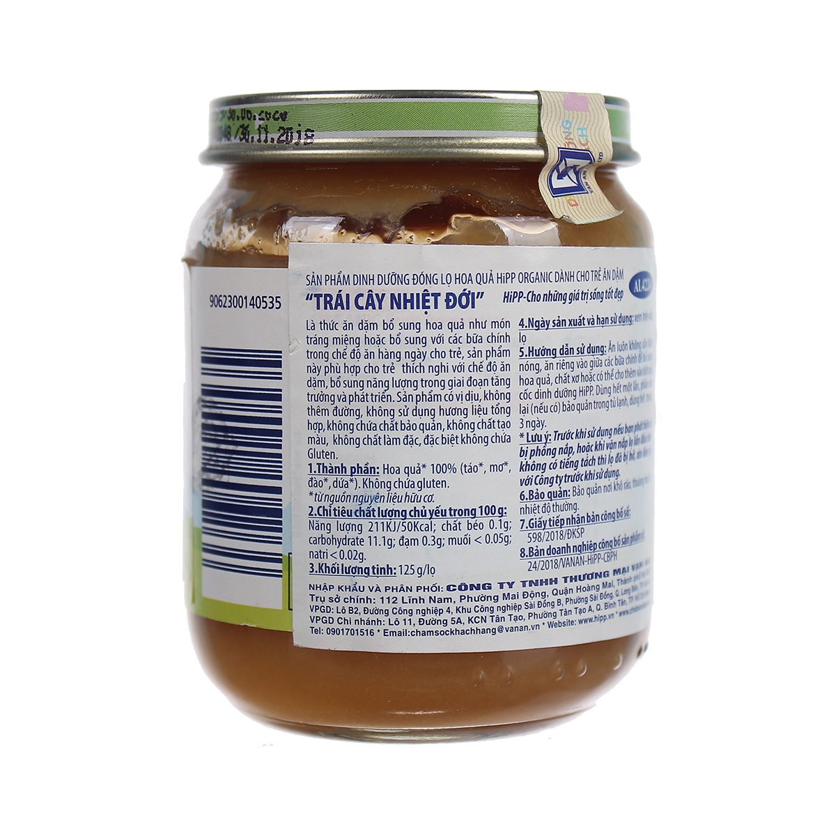Dinh dưỡng đóng lọ HiPP trái cây nhiệt đới 125g 4224 - mặt trái
