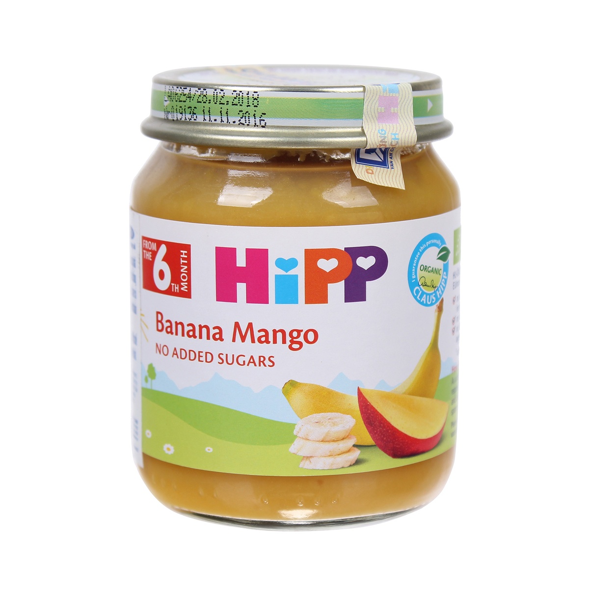 Dinh dưỡng đóng lọ HiPP vi chuối xoài 4217 (125g) - mặt trái