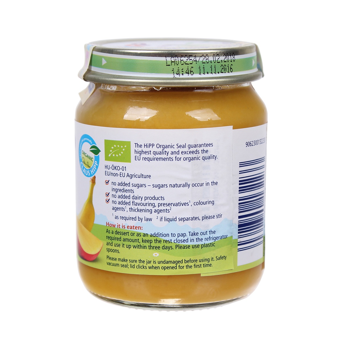 Dinh dưỡng đóng lọ HiPP vi chuối xoài 4217 (125g) - mặt phải
