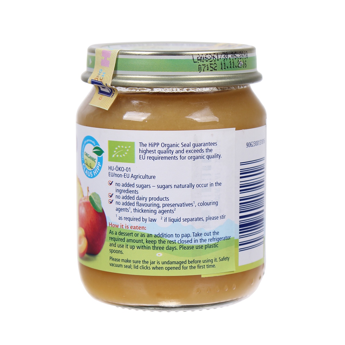 Dinh dưỡng đóng lọ HiPP hoa quả tráng miệng 4403 (125g) - mặt sau