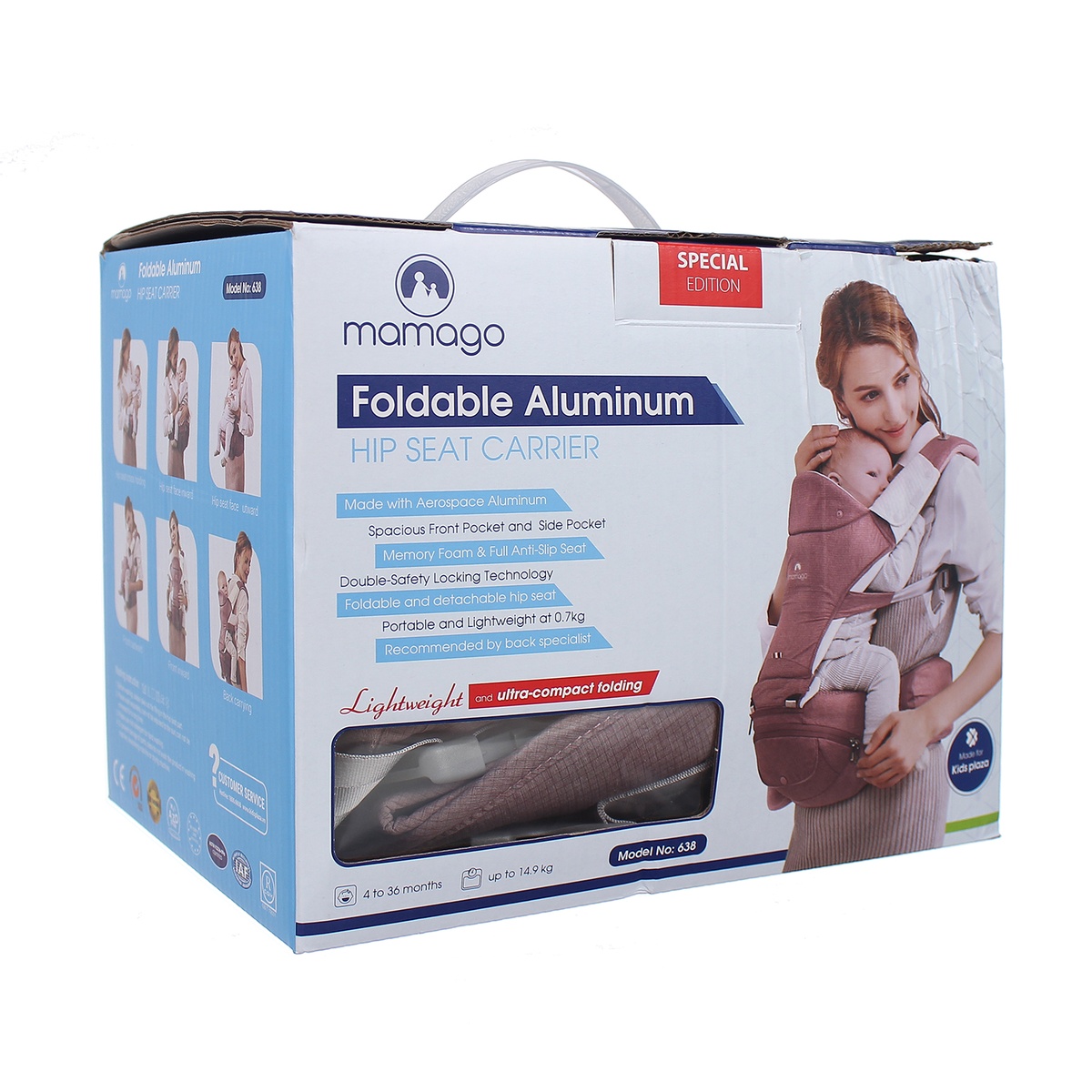 Địu ngồi cho bé Hip Seat Mamago Foldable Aluminum (Hồng) - hình 17