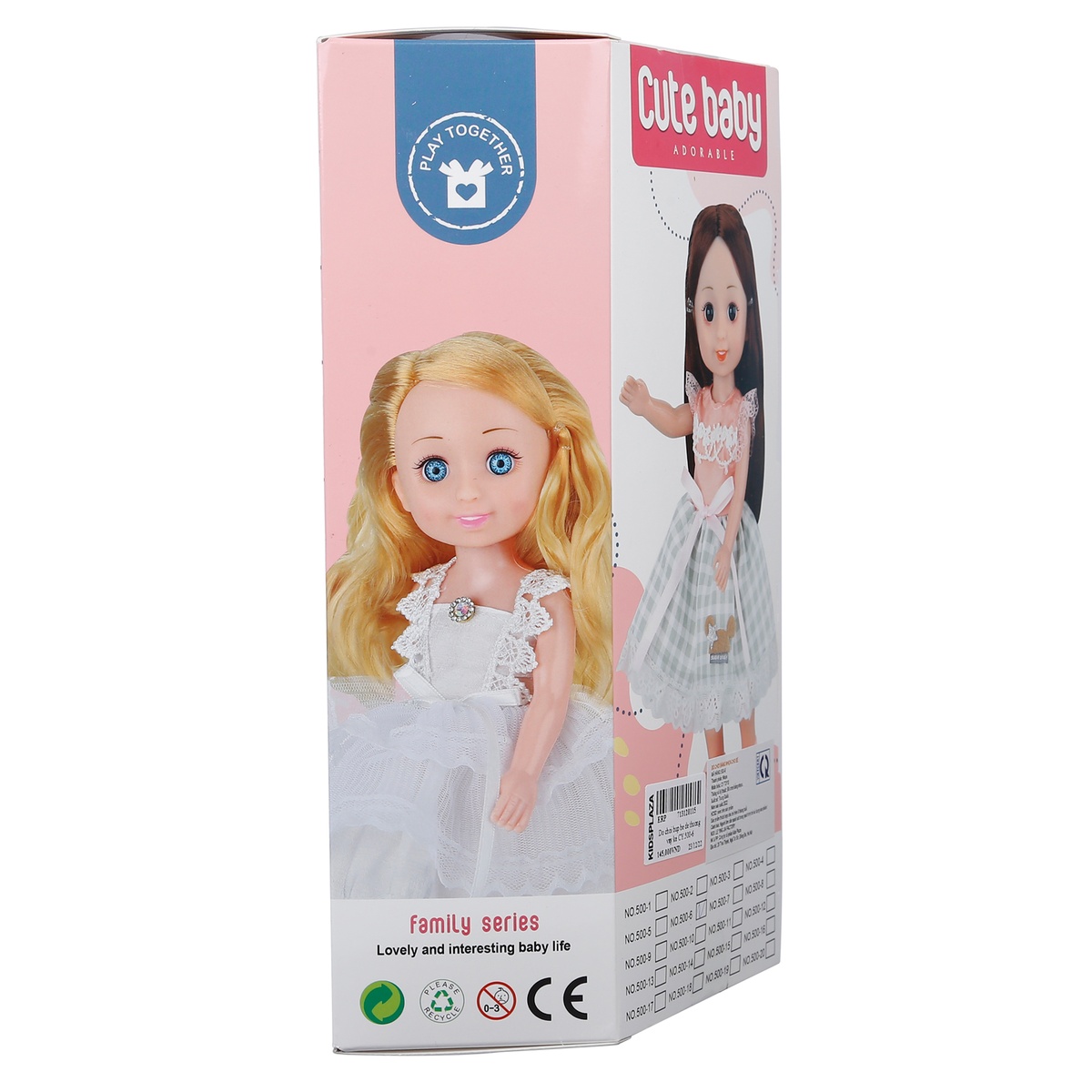 Đồ chơi búp bê dễ thương váy kẻ cho bé gái CY.500-6  - mặt phải