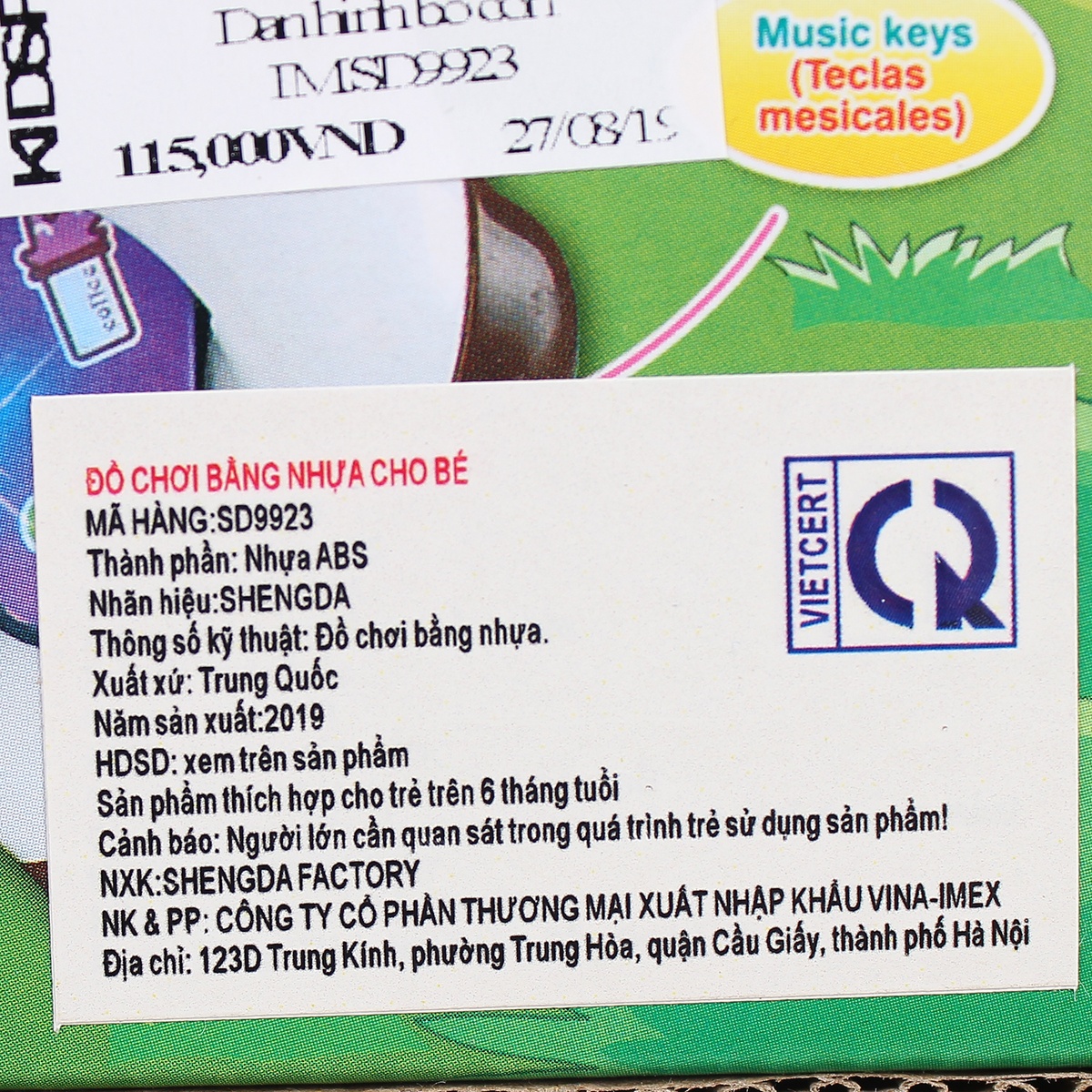 Đồ chơi đàn hình chú bò con IM.SD9923 - góc nghiêng