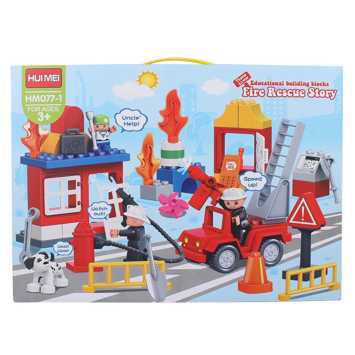Đồ chơi xếp hình đội cứu hỏa HW.077-1  - mặt trước