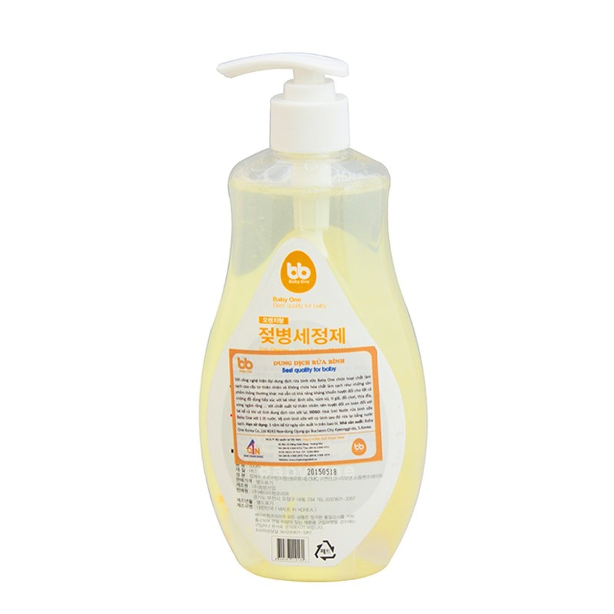 Nước rửa bình sữa Baby One 500ml - mặt trái
