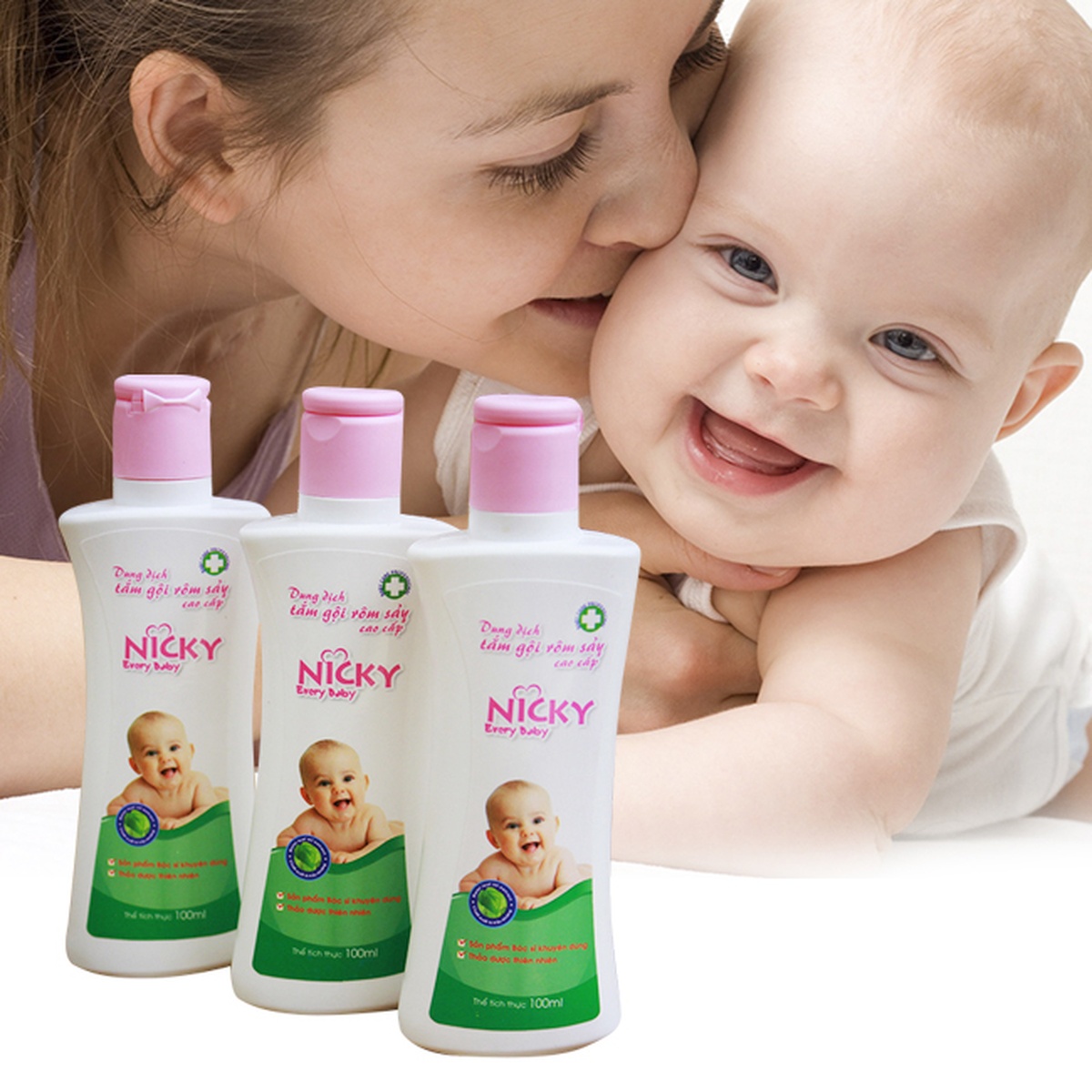 Dung dịch tắm gội trị rôm sảy cao cấp Nicky - mặt phải