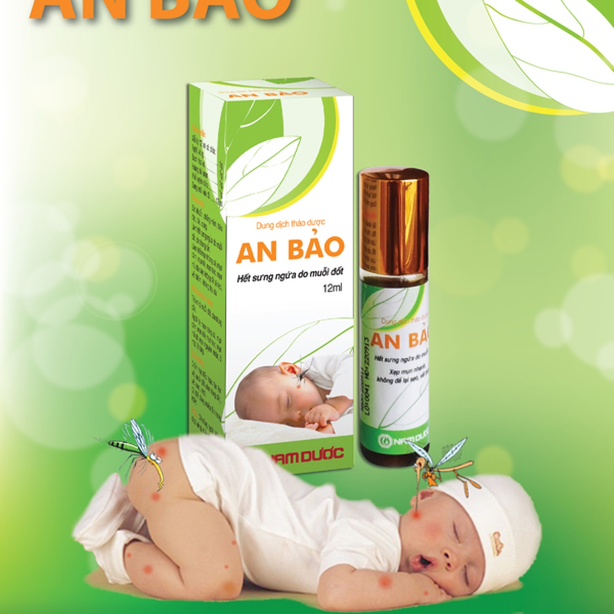 Dung dịch thảo dược An Bảo trị muỗi đốt (12ml) - mặt trái