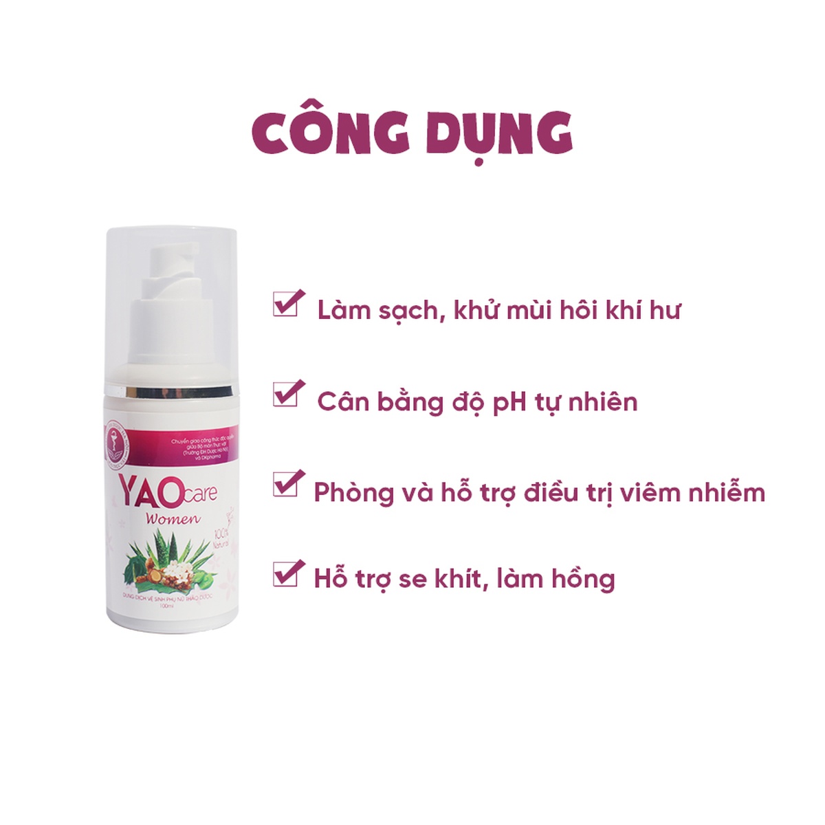 Dung dịch vệ sinh phụ nữ Yaocare Women 100ml - mặt phải