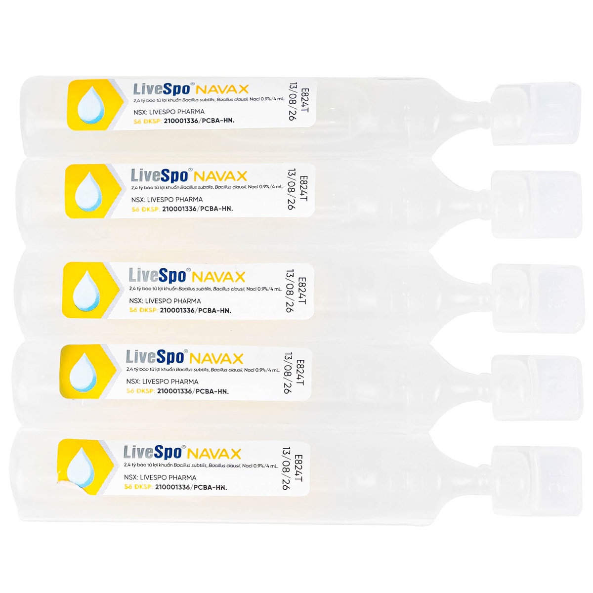 Dung dịch vệ sinh tai mũi họng LiveSpo Navax 10x4ml (Dạng ống) - mặt sau