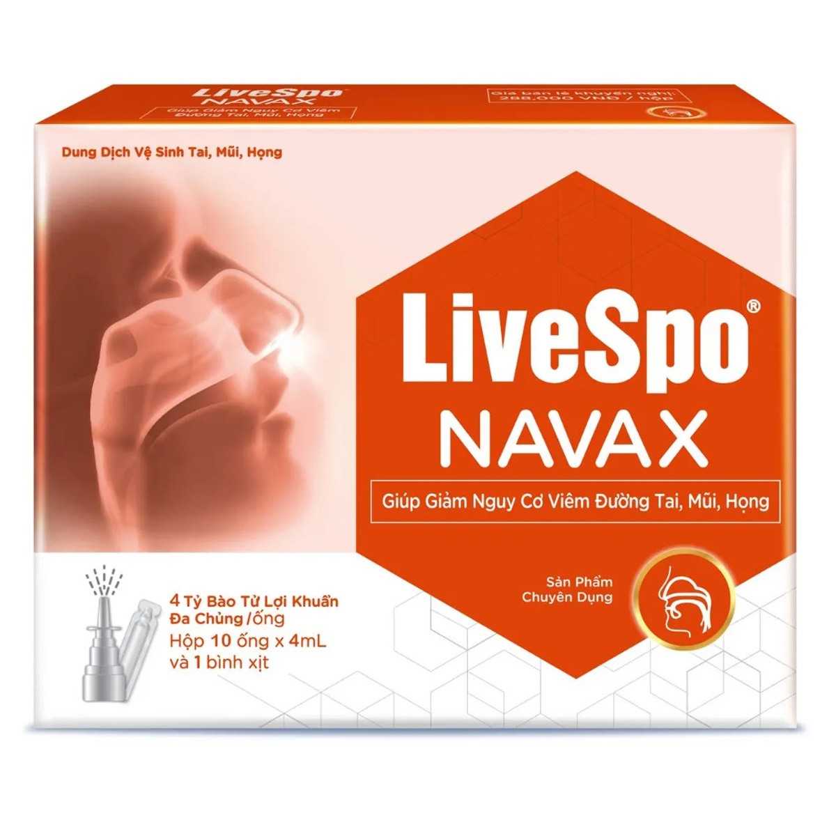 Dung dịch vệ sinh tai mũi họng LiveSpo Navax chuyên dụng 10x4ml - mặt phải