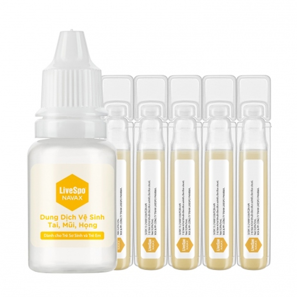 Dung dịch vệ sinh tai, mũi, họng LiveSpo Navax (Hộp 5*5ml) - mặt phải