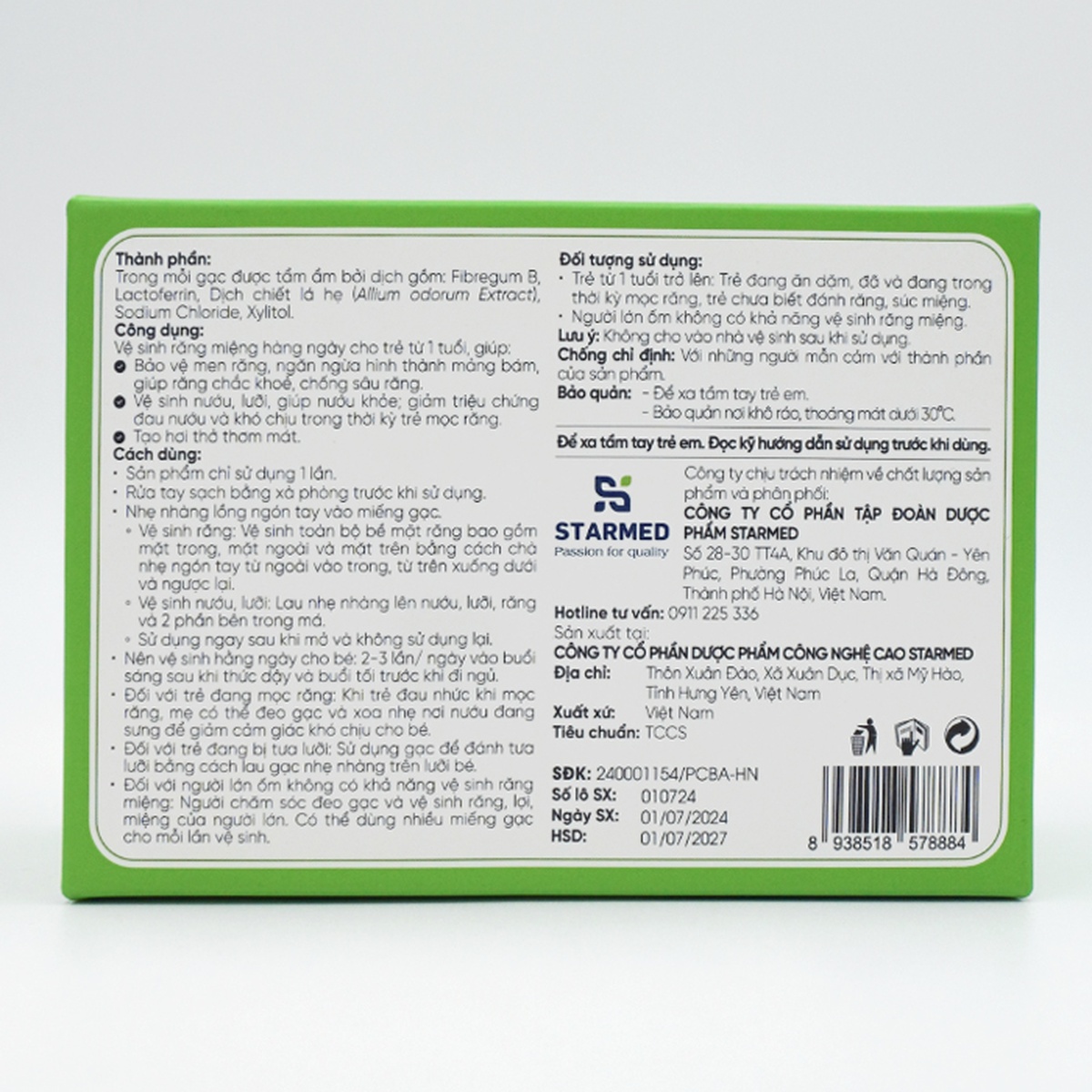 Gạc răng miệng Dr Papie 1+ - mặt phải