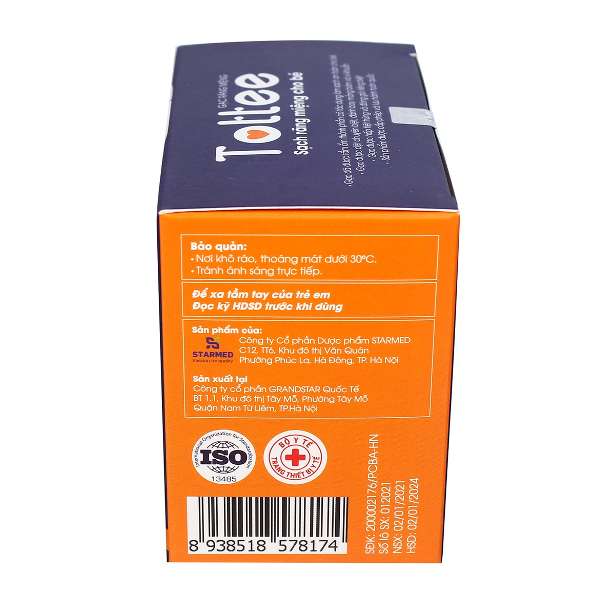 Gạc rơ lưỡi Tottee 25pcs - mặt sau