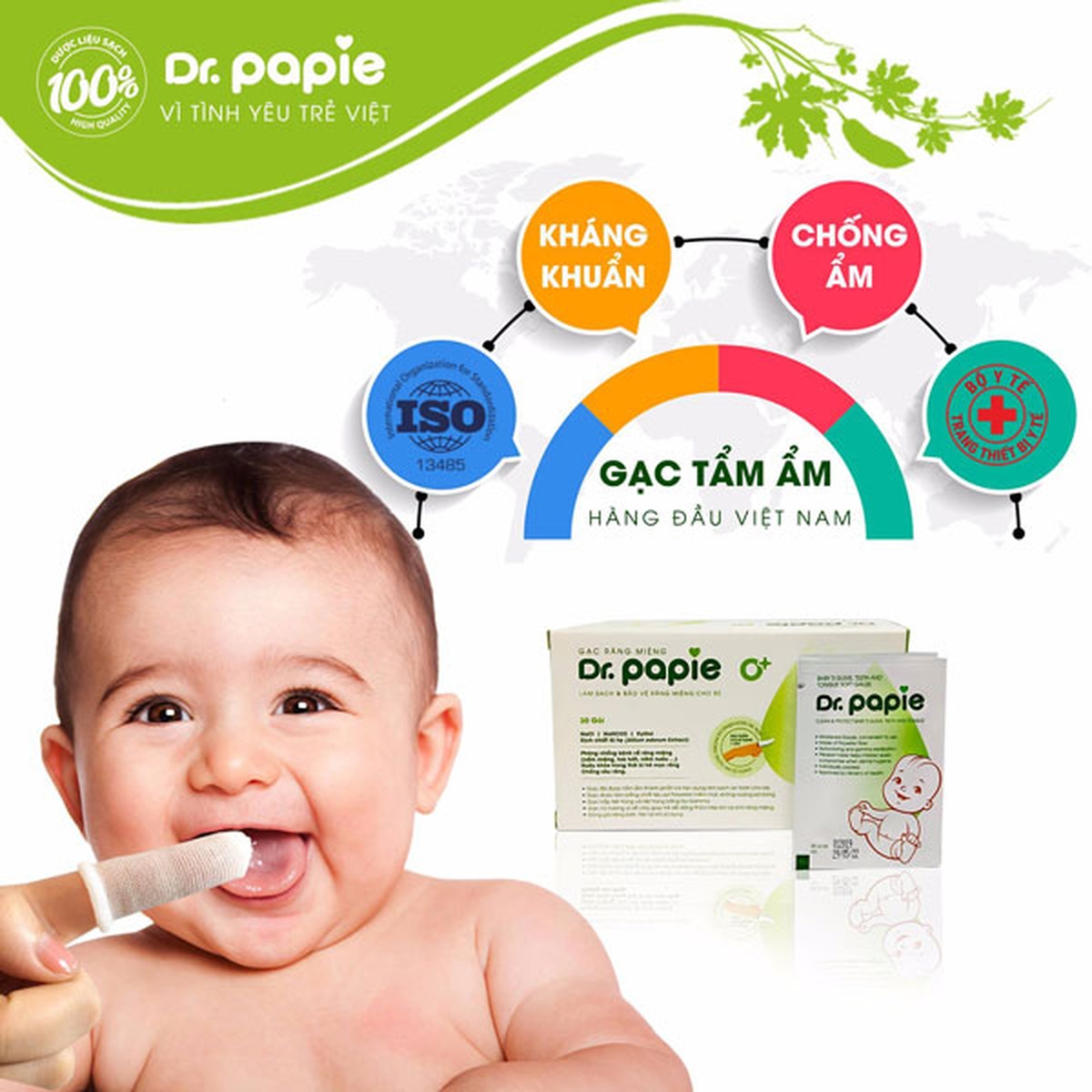 Gạc răng miệng Dr.papie 0+ - mặt trái