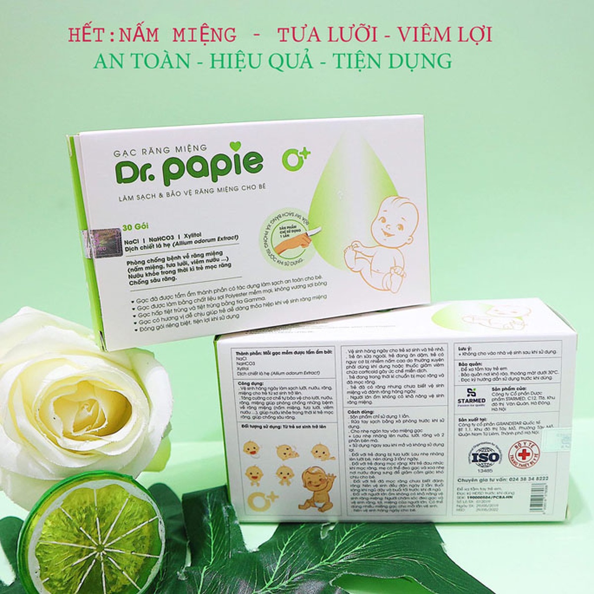 Gạc răng miệng Dr.papie 0+ - mặt sau