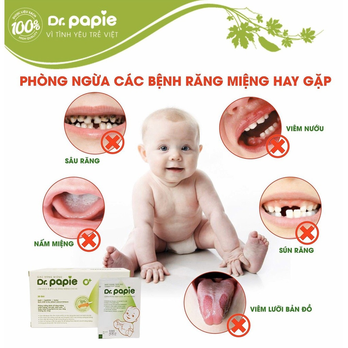 Gạc răng miệng Dr.papie 0+ - góc nghiêng