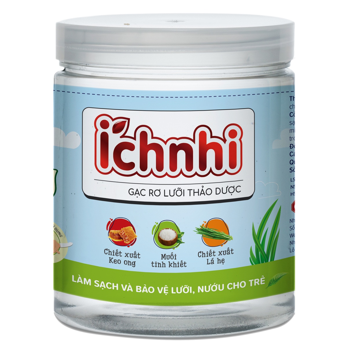 Gạc rơ lưỡi thảo dược Ích Nhi 30pcs - mặt trái
