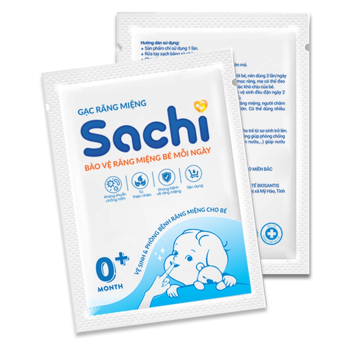Gạc răng miệng Sachi 0 month+ - mặt trái